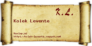 Kolek Levente névjegykártya